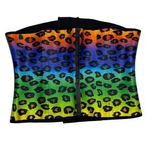 Leopard Animal Print Corset Rainbow Multicolor Strapless Women's XL Festival Y2K